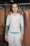 BASERANGE Round neck ruffled ribbed cotton T-shirt TOPA series collection France BAS-TOPA-WA-WI22-MI Beige TOPA-RB-000